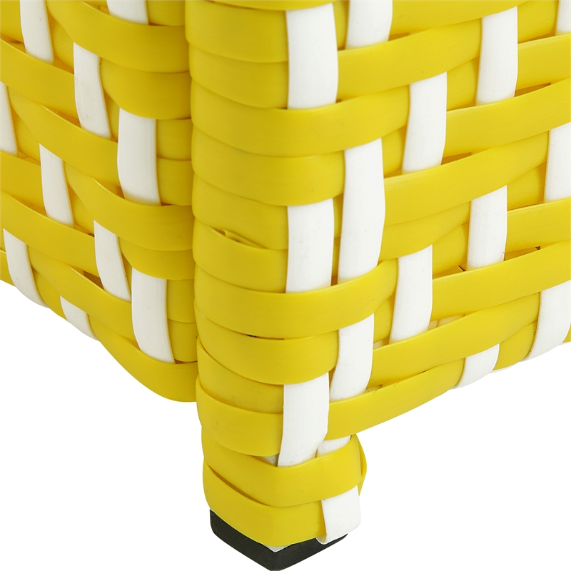 Pemberly Row Outdoor Aluminum & Wicker Outdoor Trash Can in Yellow