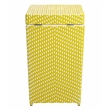Pemberly Row Outdoor Aluminum & Wicker Outdoor Trash Can in Yellow