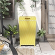 Pemberly Row Outdoor Aluminum & Wicker Outdoor Trash Can in Yellow
