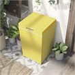 Pemberly Row Outdoor Aluminum & Wicker Outdoor Trash Can in Yellow