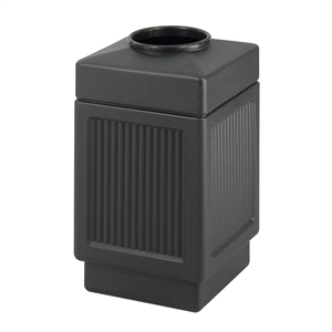 Pemberly Row Black Recessed Panel 38 Gallon Indoor/Outdoor Receptacle