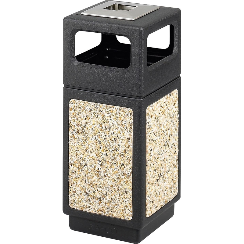 Pemberly Row Outdoor Aggregate Panel Side Opening Receptacle with Urn