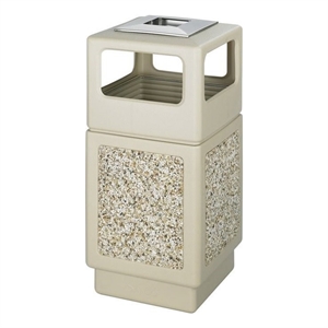 Pemberly Row Aggregate Panel 38 Gallon Trash Can with Ash Urn in Beige