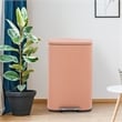 Pemberly Row 13 Gallon Stainless Steel Step Foot Pedal Trash Can in Pink