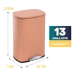 Pemberly Row 13 Gallon Stainless Steel Step Foot Pedal Trash Can in Pink