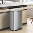 Pemberly Row 13 Gallon Stainless Steel Step Foot Pedal Trash Can in Silver