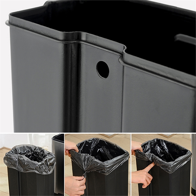 Pemberly Row 13 Gallon Stainless Steel Step Foot Pedal Trash Can in Silver