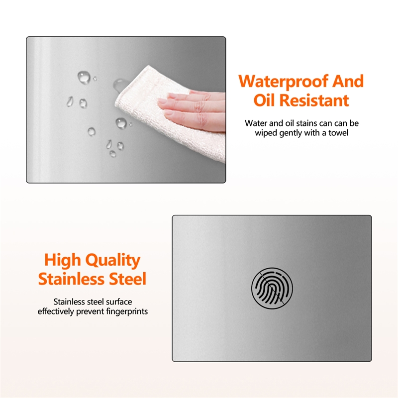 Pemberly Row 13 Gallon Stainless Steel Step Foot Pedal Trash Can in Silver