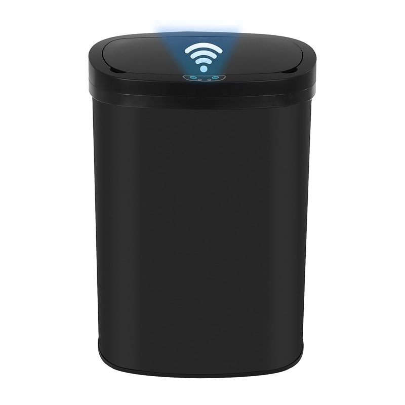 Pemberly Row 13 Gallon Stainless Steel Motion Sensor Automatic Trash Can - Black