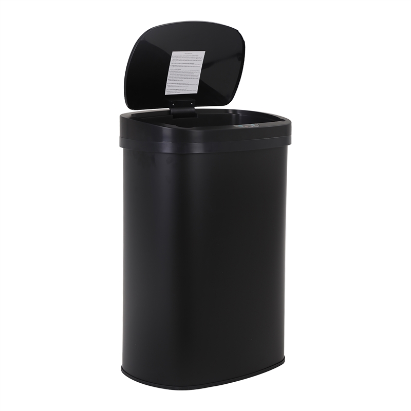 Pemberly Row 13 Gallon Stainless Steel Motion Sensor Automatic Trash Can - Black