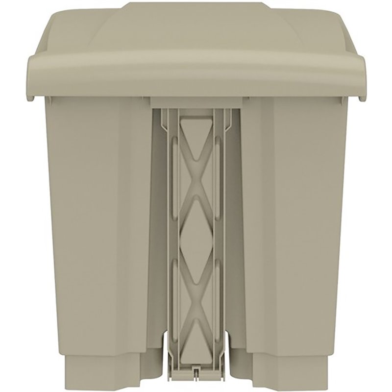 Pemberly Row Plastic Step-On Touchless 8 Gallon Trash Can in Tan
