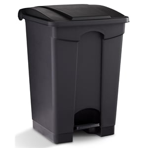Pemberly Row Plastic Step-On Touchless 12 Gallon Trash Can in Black