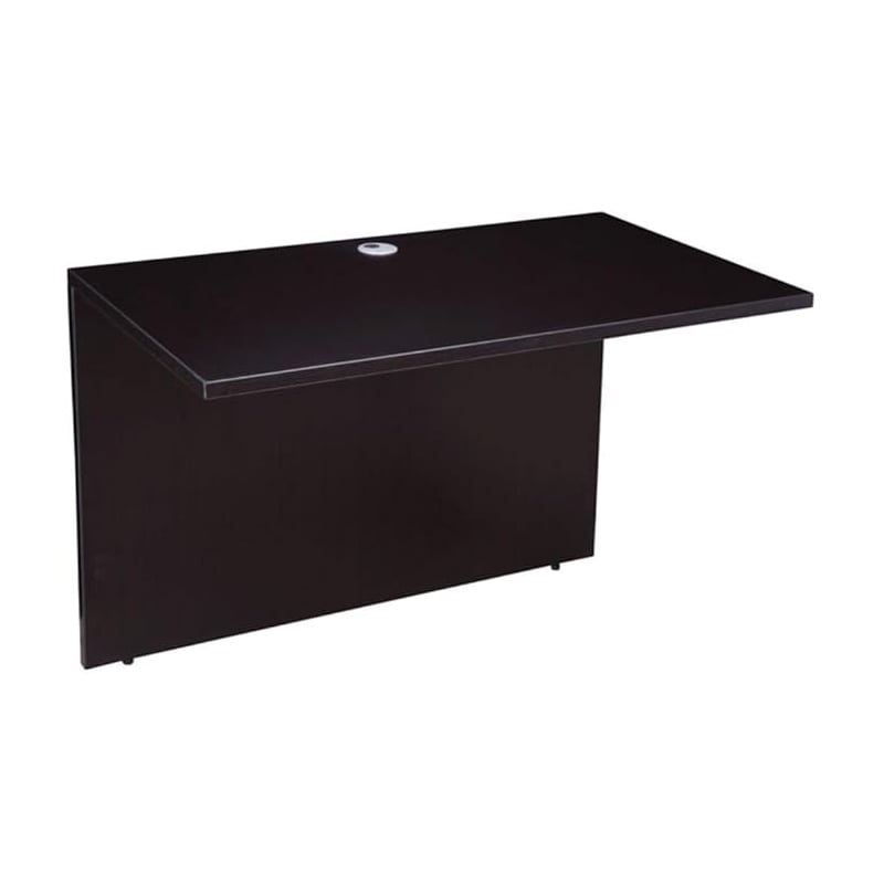 Pemberly Row U-Shape Desk Credenza with Pedestal and Hutch in Mocha