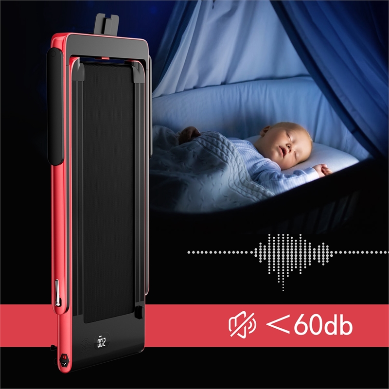 Pemberly Row Up To 7.5MPH 2.25HP Single Display Screen Treadmill in Red