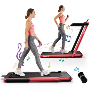 Pemberly Row Up To 7.5MPH 2.25HP Single Display Screen Treadmill in Red