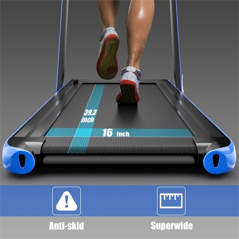 Pemberly Row Up To 7.5MPH 2.25HP Single Display Screen Treadmill in Blue