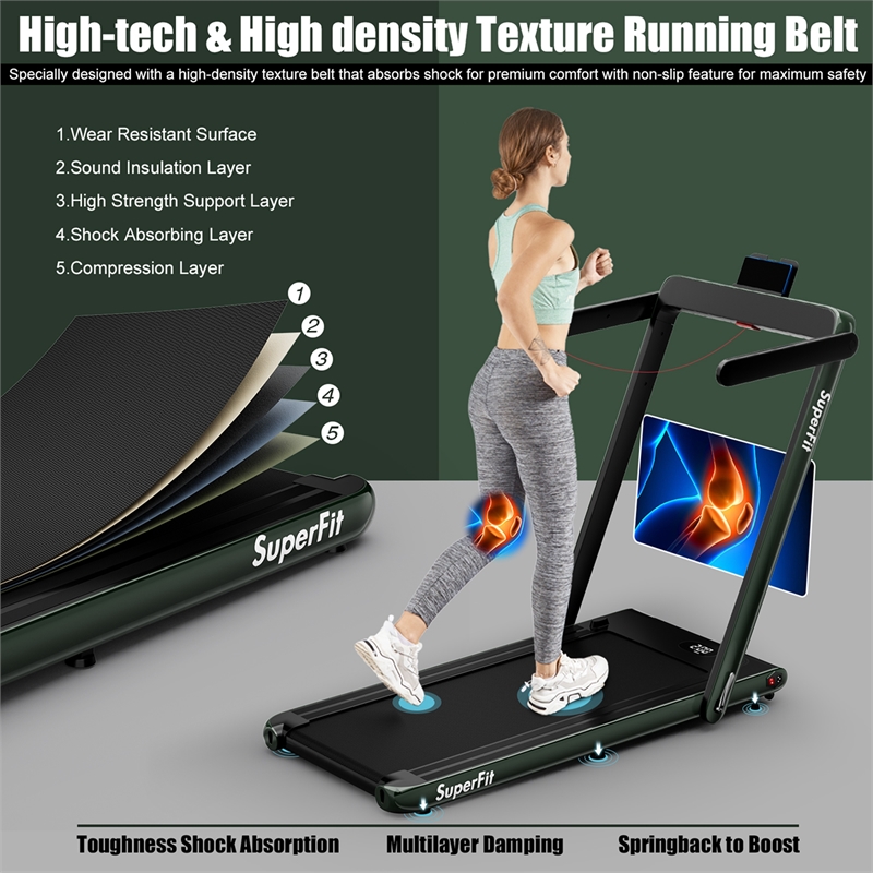 Pemberly Row Up To 7.5MPH 2.25HP Single Display Screen Treadmill in Green