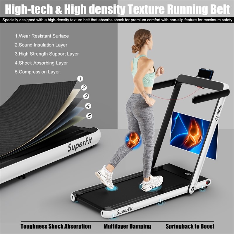 Pemberly Row Up To 7.5MPH 2.25HP Single Display Screen Treadmill in White