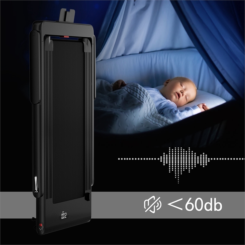 Pemberly Row Up To 7.5MPH 2.25HP Single Display Screen Treadmill in Black