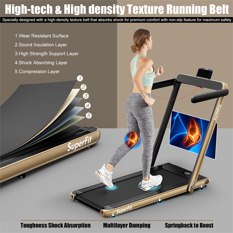 Pemberly Row Up To 7.5MPH 2.25HP Single Display Screen Treadmill in Yellow