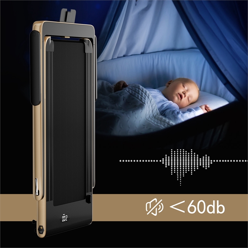 Pemberly Row Up To 7.5MPH 2.25HP Single Display Screen Treadmill in Yellow