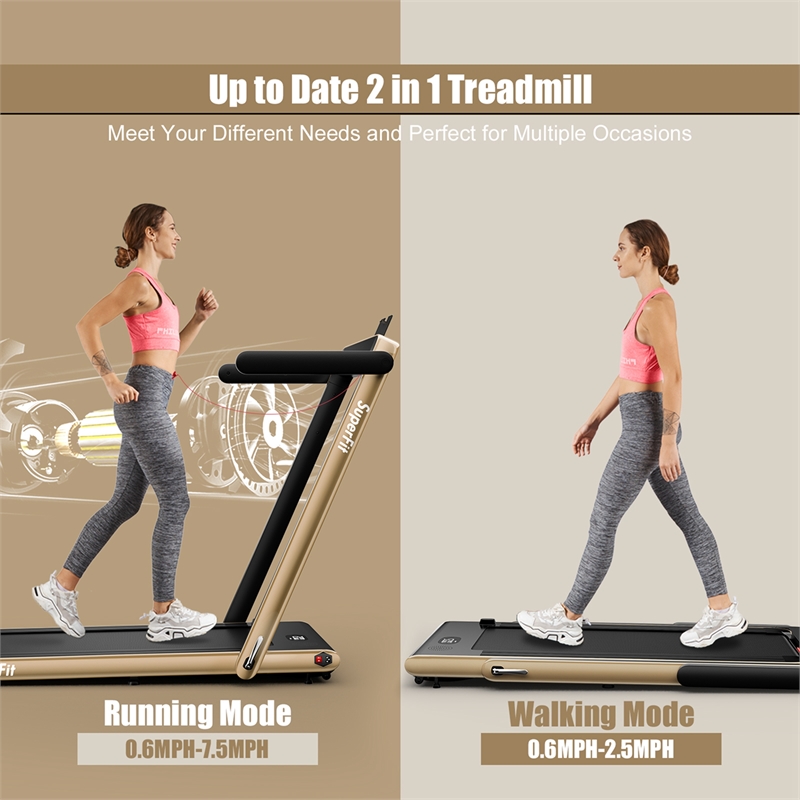 Pemberly Row Up To 7.5MPH 2.25HP Single Display Screen Treadmill in Yellow