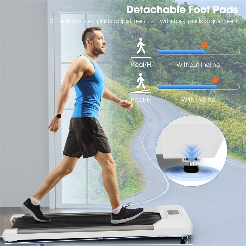Pemberly Row Walking Pad with 265 lbs Capacity Remote Control Treadmill in Gray