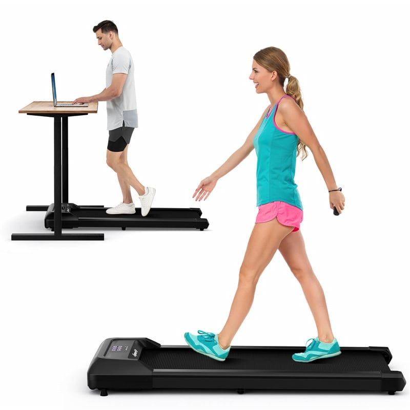 Pemberly Row Walking Pad with 265 lbs Capacity Remote Control Treadmill in Black