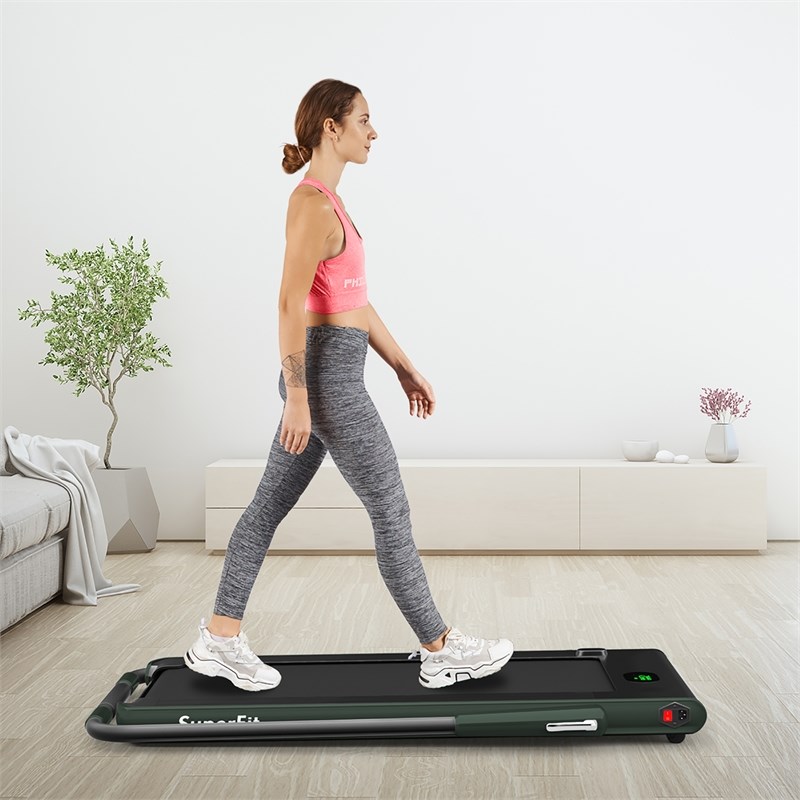 Pemberly Row 2.25HP 2 in 1 Green Plastic Folding Treadmill with Remote Control