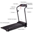 Pemberly Row 1HP Black Electric Treadmill Folding Power Running Fitness Machine