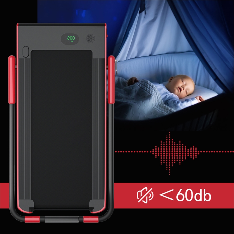 Pemberly Row 2.25HP 2 in 1 Red Folding Under Desk Treadmill with Remote Control