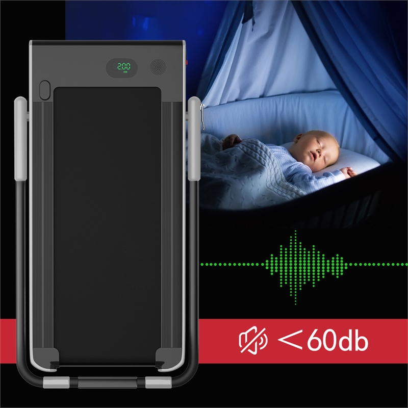 Pemberly Row 2.25HP 2-in-1 Silver Folding Treadmill with Speaker Controller APP