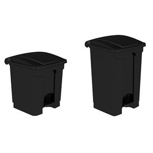 Pemberly Row Set of 2 Plastic Step-On Touchless 8 and 12 Gallon Black Trash Cans