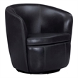 Pemberly Row Vintage Onyx Genuine Italian Leather Swivel Club Chair