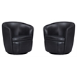 Pemberly Row Vintage Onyx Italian Leather Swivel Club Chair 2 Pack