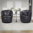 Pemberly Row Vintage Onyx Italian Leather Swivel Club Chair 2 Pack