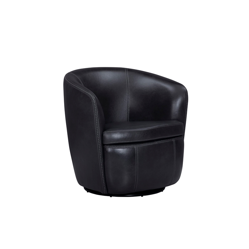 Pemberly Row Vintage Onyx Italian Leather Swivel Club Chair 2 Pack