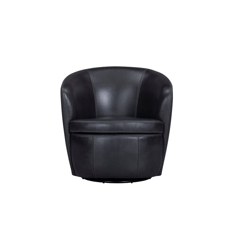 Pemberly Row Vintage Onyx Italian Leather Swivel Club Chair 2 Pack