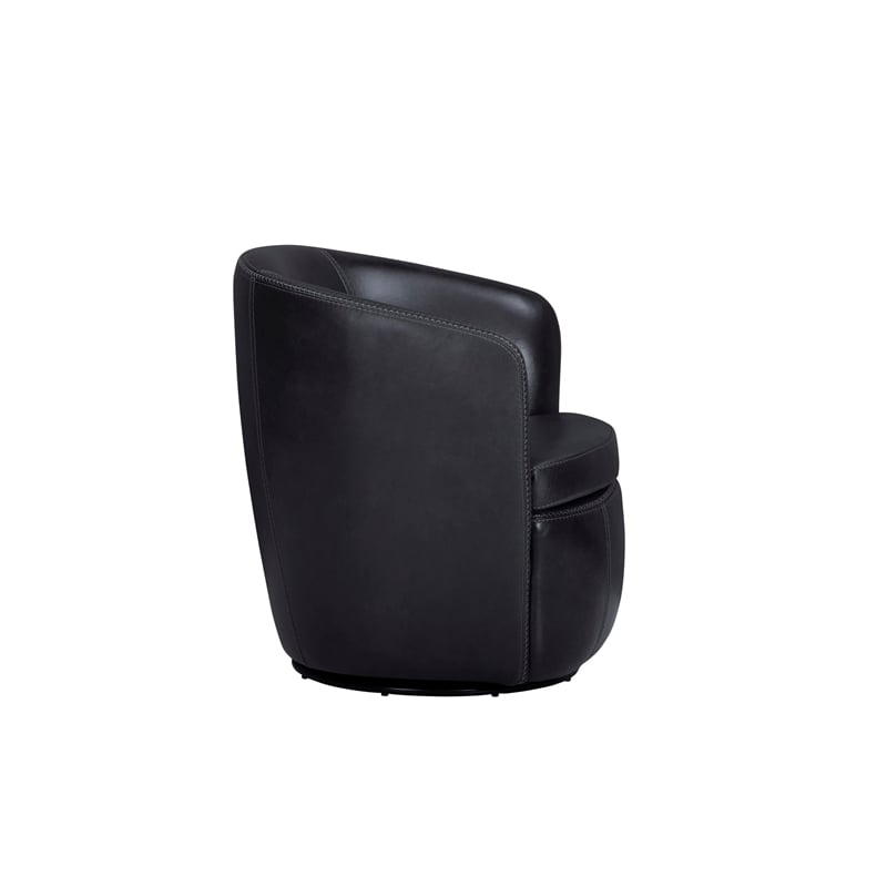 Pemberly Row Vintage Onyx Italian Leather Swivel Club Chair 2 Pack
