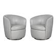 Pemberly Set of 2 Steamboat Ice All Italian Leather Swivel Club Chair