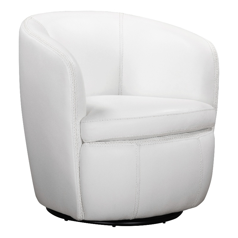 Pemberly Row Set of 2 Snow All Italian Leather Swivel Club Chair