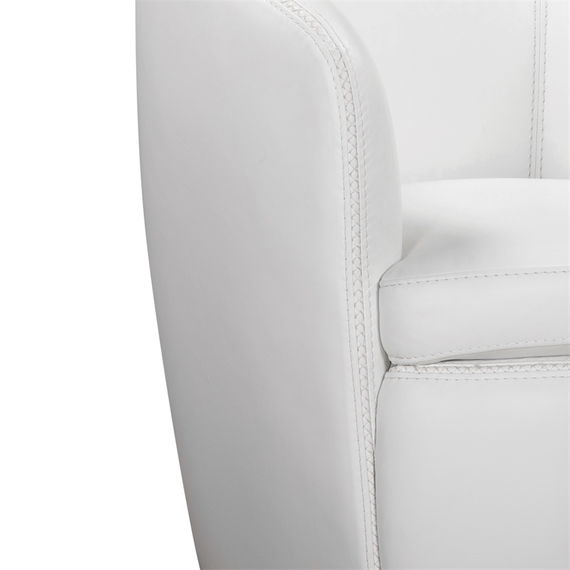 Pemberly Row Set of 2 Snow All Italian Leather Swivel Club Chair