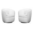 Pemberly Row Set of 2 Snow All Italian Leather Swivel Club Chair