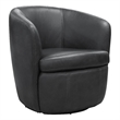 Pemberly Row Set of 2 Vintage Slate All Italian Leather Swivel Club Chair