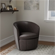 Pemberly Row Set of 2 Vintage Slate All Italian Leather Swivel Club Chair
