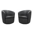 Pemberly Row Set of 2 Vintage Slate All Italian Leather Swivel Club Chair