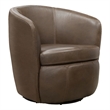 Pemberly Row Set of 2 Vintage Brown All Italian Leather Swivel Club Chair