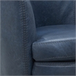 Pemberly Row Set of 2 Vintage Navy All Italian Leather Swivel Club Chair