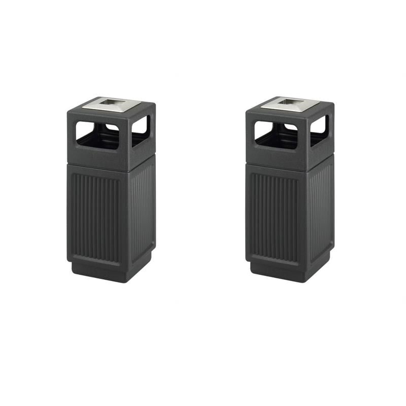 Pemberly Row Set of 2 Small Recessed Panel Side Opening Receptacle with Urn