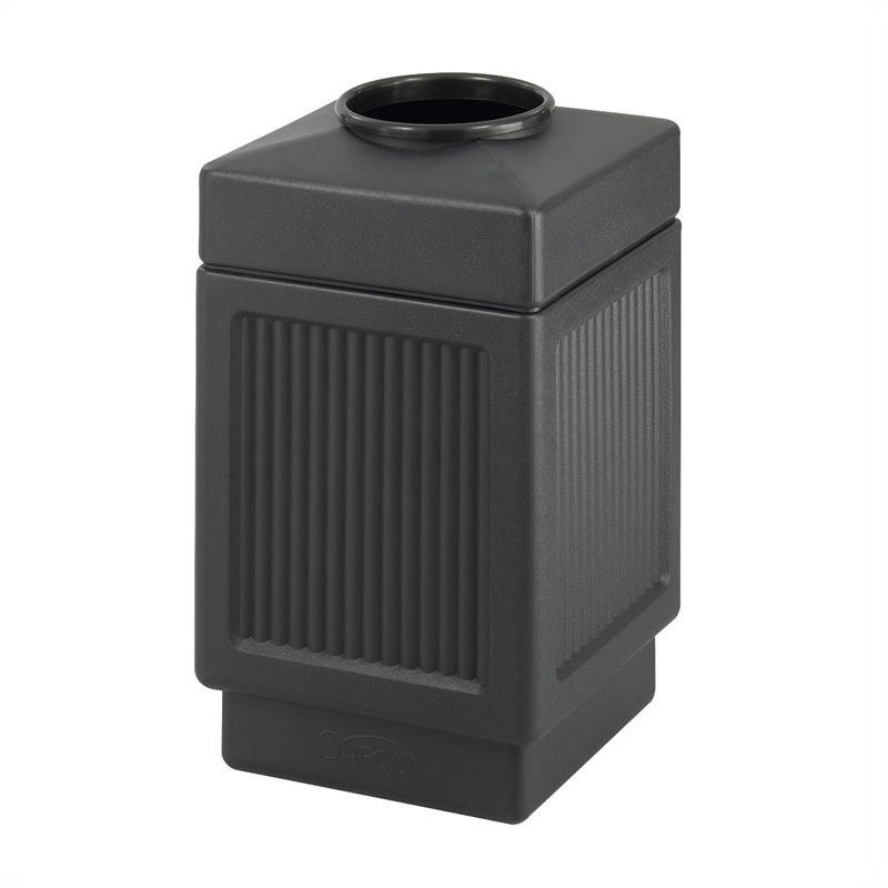 Pemberly Row Set of 2 Black Recessed Panel 38 Gallon Indoor/Outdoor Receptacle